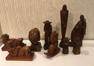 9 Jose (j. ) Pinal Sculptures Mexican Folk Art Wood Carvings Mayan & Religious
