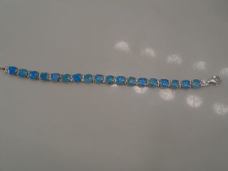 Bracelet Turquoise,  Opal And Silver Santa Fe Tennis Style
