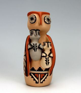 Jemez Pueblo American Indian Pottery Owl Storyteller 1 - Chrislyn Fragua