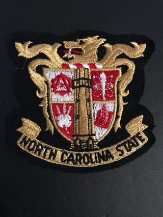 Nc State University Crest Logo Patch Vtg 4” Rare Orig Retro 70s North Carolina