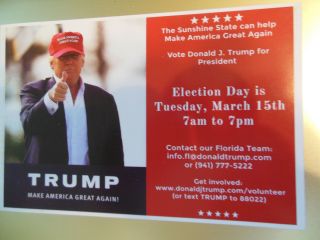 2016 Donald Trump For President - Florida Primary Campaign Picture Card