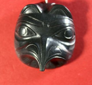 N.  W.  C Haida - Finely Carved Argillite - Eagle Mask Pendant By Earl Jones