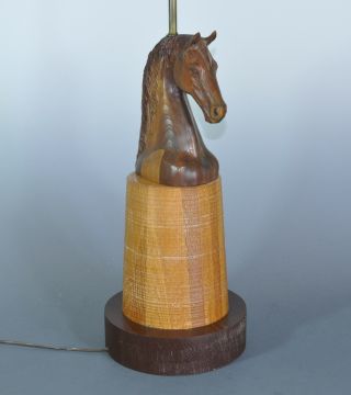 A Brandt Ranch Oak Carved Horse Head Lamp - Perfect 2