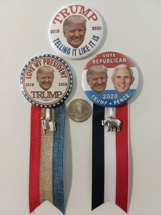 3 - Pack,  2020 Donald Trump For President 2.  25 " Campaign Button,  Memorabilia
