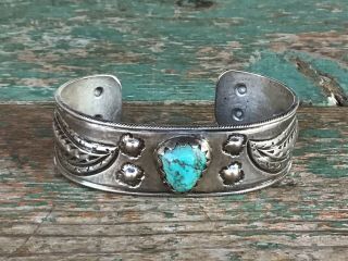 Greg Lewis Acoma Laguna Pueblo Silver And Turquoise Bracelet N R