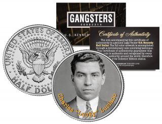 Charles Lucky Luciano Gangster Mob Jfk Kennedy Half Dollar Us Colorized Coin