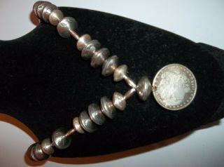Navajo Coin Silver Mercury Dime Squash Blossom Necklace Pawn