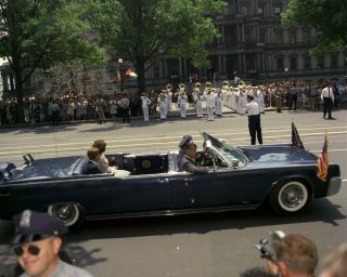 President John F.  Kennedy And Jackie In Presidential Limousine 8x10 Photo