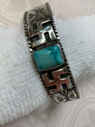 Authentic Sterling Silver Cuff Bracelet With The Swastika