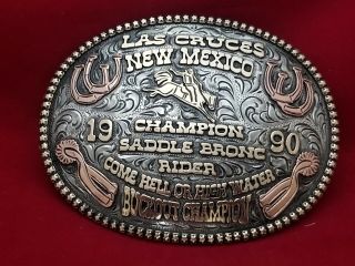 2003 Rodeo Trophy Belt Buckle Clovis Mexico Saddle Bronc Champion Vintage330