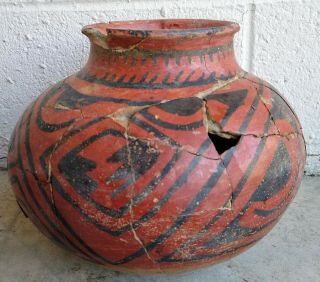 Prehistoric Casa Grande Black On Red Jar Pottery