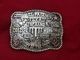 2012 Trophy Rodeo Belt Buckle Vintage El Paso Texas All Around Champion 219