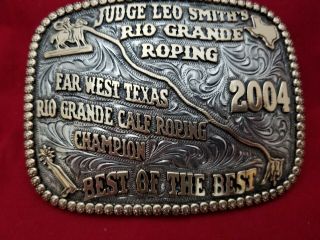 Vintage Rodeo Buckle Trophy 2004 Far West Texas Calf Roping Engraved Signed 398