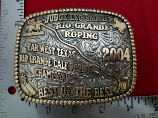 VINTAGE RODEO BUCKLE TROPHY 2004 FAR WEST TEXAS CALF ROPING Engraved Signed 398 3