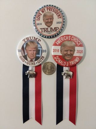 3 - Pack,  2020 Donald Trump For President 2.  25 " Campaign Button,  Pin Backs,  Magnet