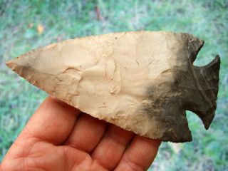 Large Fine 5 3/8 Inch G10 Ohio Nethers Flint Hopewell Point With Arrowheads
