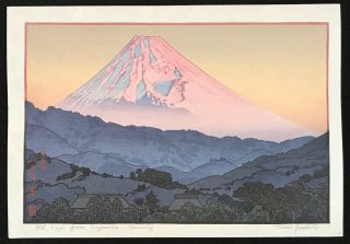 Toshi Yoshida Japanese Woodblock Print Mt Fuji From Nagaoka,  Morning