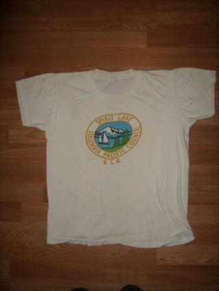 Vintage Boy Scout T - Shirt - Camp Spirit Lake / Cpc - Camp Destroyed Mt St Helens