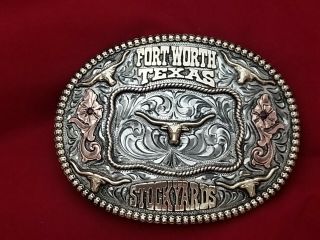 Trophy Rodeo Belt Buckle Vintage Fort Worth Texas Stockyards Longhorn 293