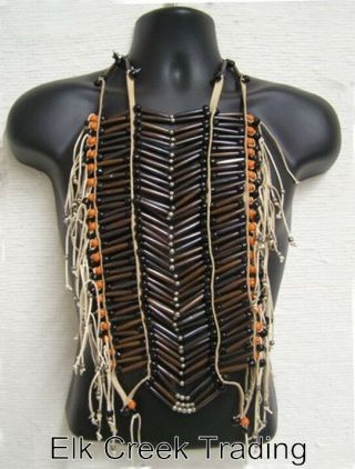Hand Crafted Native American Style Regalia Hairpipe Brown Breastplate