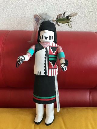 Hopi Maiden Kachina Doll Hand Carved 8.  5 " Vintage Wooden Katsina 12.  5 " Tall