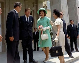 President John F.  Kennedy And Jackie With Mexico President Mateos 8x10 Photo