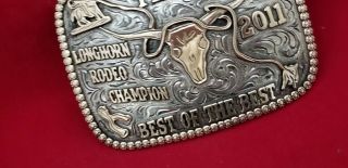 RODEO BUCKLE 2011 LOCKHART TEXAS CALF ROPING CHAMPION Hand Engraved Signed 242 2