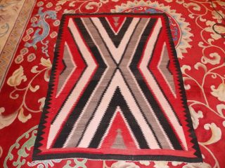 Large Navajo Weaving Rug Teepee Pattern Red Black Gray White 59 " X 47 "