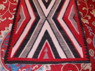 Large Navajo Weaving Rug Teepee Pattern Red Black Gray White 59 