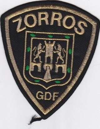 Mexico City Police Swat Patch.  Zorros Unit,  Gold/ Black