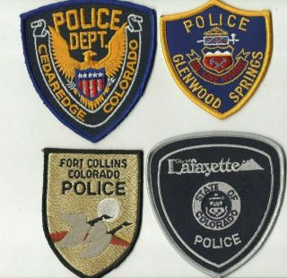 Lafayette / Cedaredge / Glenwood Spr.  / Fort Collins (colorado) Police Patches