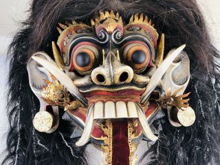 Mask Of Rangda Leyak Evil Witch Bali Balinese Hand Carved Wooden Ceremonial 44 "