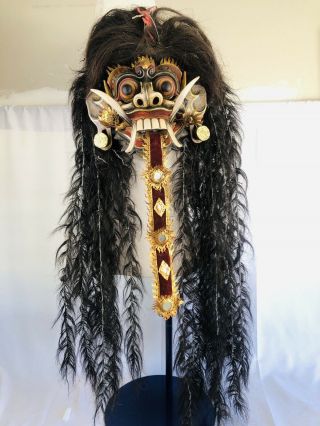 Mask of Rangda Leyak Evil Witch Bali Balinese Hand Carved Wooden Ceremonial 44 
