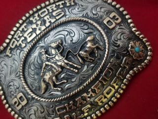 2003 CHAMPION RODEO TROPHY BUCKLE VINTAGE FORT WORTH TEXAS CALF ROPING 634 3
