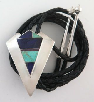 Navajo Ray Tracey Knifewing Sterling Silver Mosaic Inlay Quality Bolo Tie