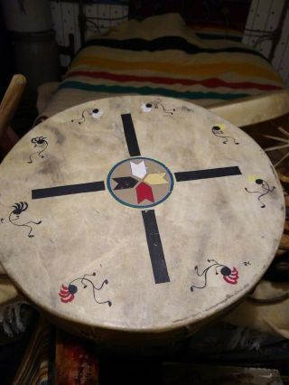 Awesome Native American Rawhide Painted Drum Great Sound Shaman