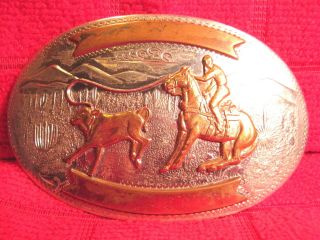 Awesome Calf Roping Trophy Buckle By Comstock 2 Banners Belt Buckle