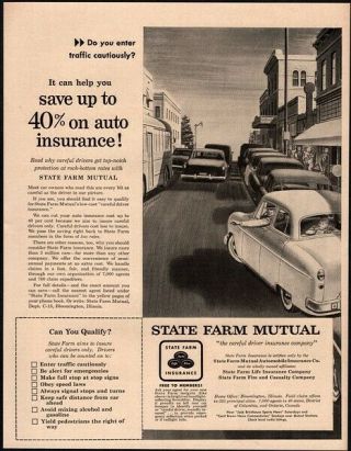 1954 State Farm Mutual Insurance - Auto - Hardtop Cars - Franklin Art Vintage Ad