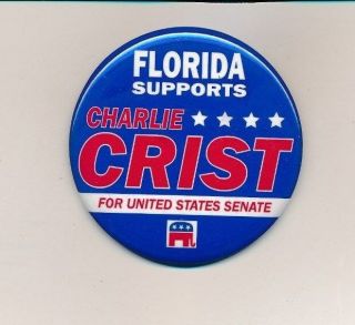 2010 Charlie Crist For U.  S.  Senate 2 1/4 " Florida Fl Campaign Button