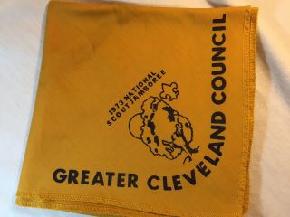 Bsa Greater Cleveland Council 1973 National Scout Jamboree Neckerchief Gold & Bl