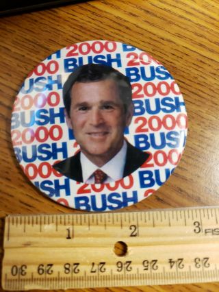 George Bush 2000 Campaign Pin Button Political Three Inch - Usa Texas