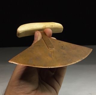 Rare Copper Blade Old Vtg Native Inuit Eskimo Indian Ulu Knife Caribou Antler