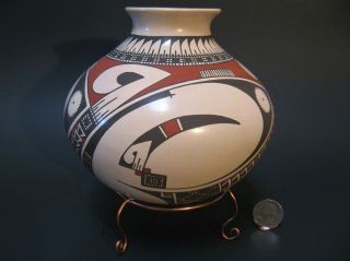 Casas Grande Mata Ortiz Quezada Olla Vase Authentic Signed Sculpted Pottery