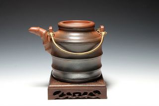 Oldzisha - Ultra Rare China Yixing Zisha Pottery Old 800cc Bamboo Teapot