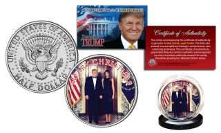 Donald & Melania Trump Official White House Xmas Photo Jfk Half Dollar U.  S.  Coin