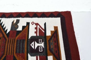Vtg Navajo Indian Textile Yei Pictorial Rug Blanket Weaving Native American Rare 2