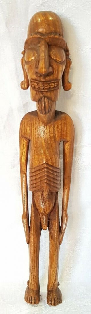 Rapa Nui Moai Kavakava Wooden Wood Figure Easter Island Chile Vintage 26 Cm
