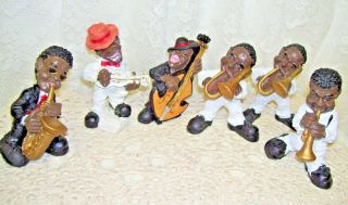 Vintage Black Americana Jazz Band Musicians Six Piece Figurine Set