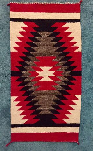 Vintage Small Native American Navajo Wood Blanket Rug Textile 2