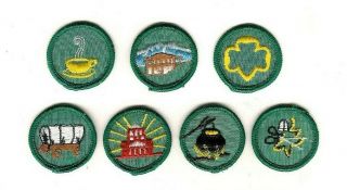 Girl Scout Patch Group Of 7 Proficiency Badges Rolled Edge